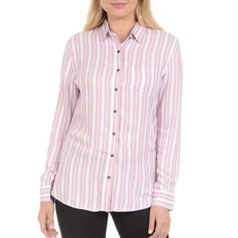 Jachs Girlfriend Womens‎ White Pink Striped Button Down Shirt Size XL - Picture 2 of 8